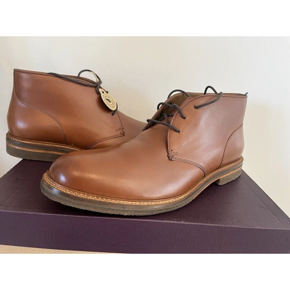 New Johnston & Murphy Calder 20-7280 Mahogany Leather Men Sz 13 Boots Crepe Sole